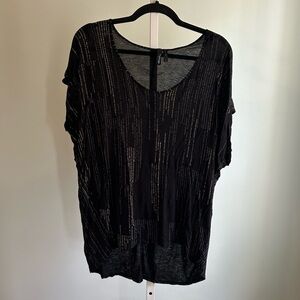 Black Short Sleeve Top with Word Print
